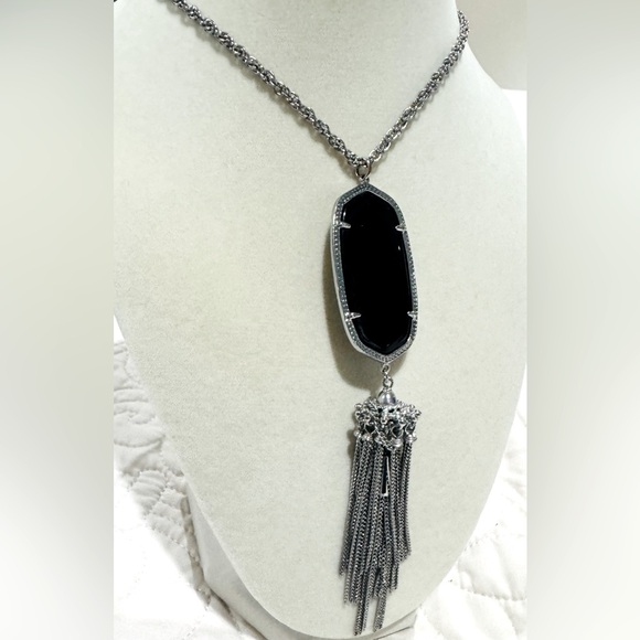 Kendra Scott Black Silver Tone Rayne Necklace - Picture 4 of 7